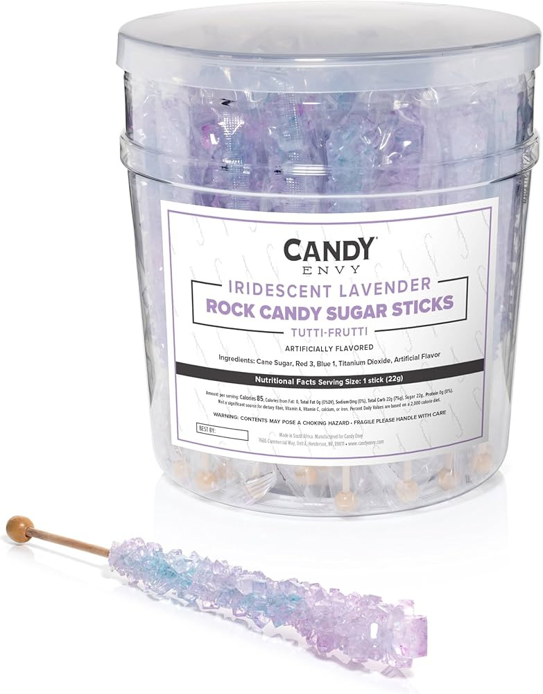 Candy Envy - Iridescent Lavender Rock Candy Sugar Sticks - Tutti Frutti Flavored - 36 Individuall... | Amazon (US)