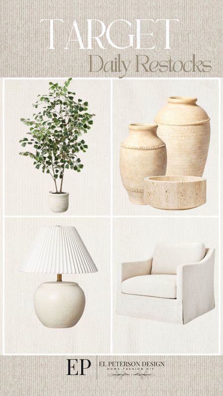 Restock
Vase
Accent Chair
Table lamp
Faux tree

#LTKhome