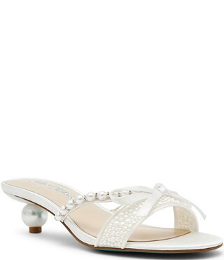 Blue by Betsey Johnson Mandy Pearl Embellished Kitten Heel Dress Slide Sandals | Dillard's