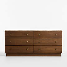 Fusao 66" Stone and Wood 6-Drawer Dresser by Jeremiah Brent + Reviews | Crate & Barrel | Crate & Barrel