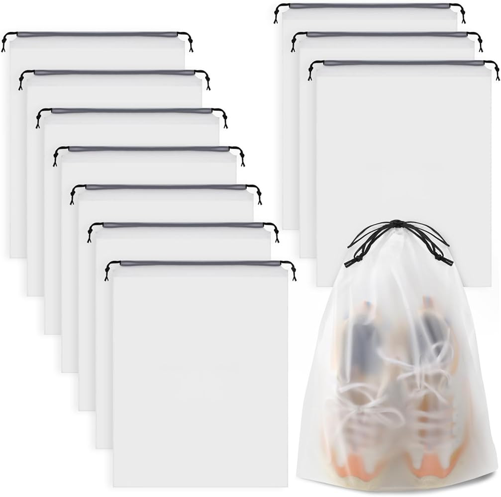 Clear Shoe Bags - 10 PCS, 15.7" x 11.8", Drawstring Travel Shoe Bags for Packing, Waterproof Dust... | Amazon (US)