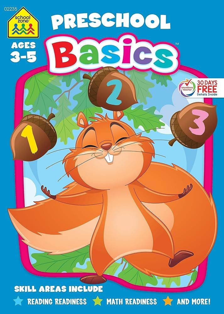 School Zone - Preschool Basics Workbook - 64 Pages, Ages 3 to 5, Colors, Numbers, Counting, Match... | Amazon (US)