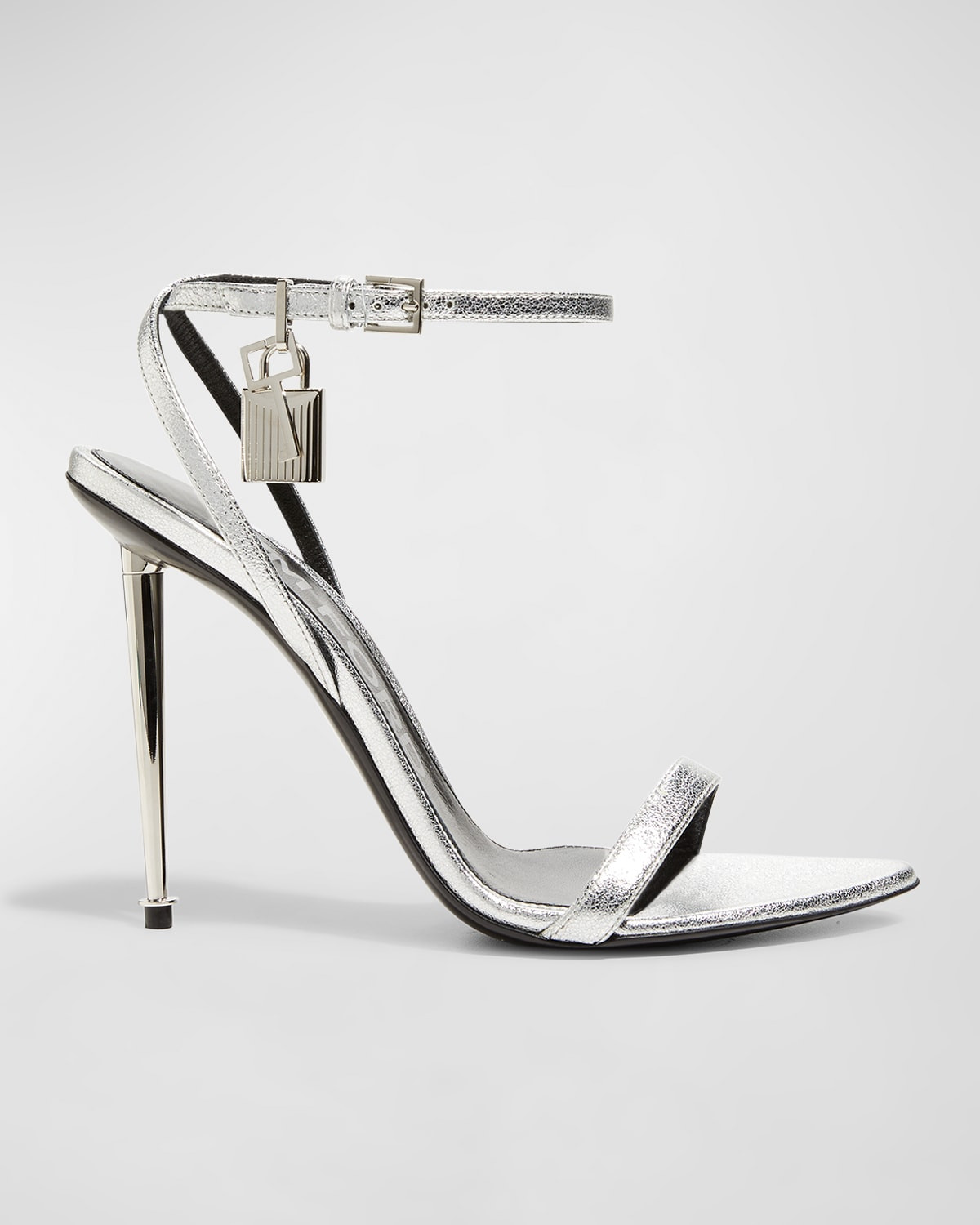 Padlock Metallic Stiletto Sandals | Neiman Marcus