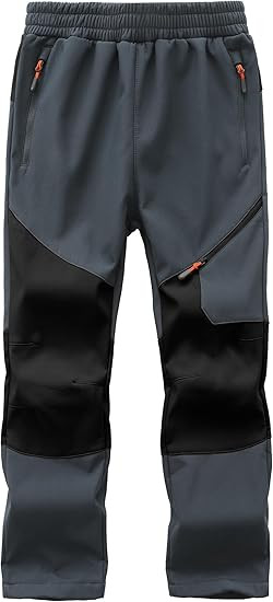 Kids Winter Pants Fleece Lined Waterproof Boys Ski Pants Thermal Outdoor Softshell with Zipper Po... | Amazon (US)