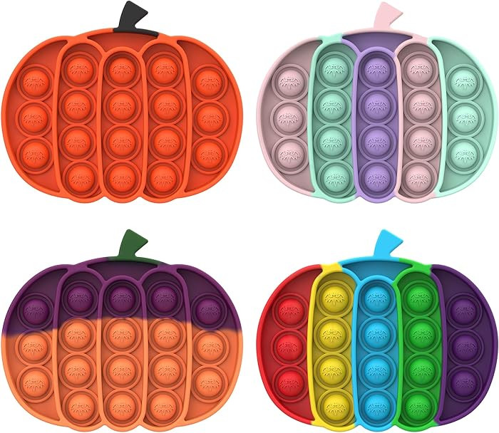 Halloween Sensory Toys for Kids - 4 Pack Pumpkin Fidget Toys for Boo Basket Stuffers, Bat Design ... | Amazon (US)