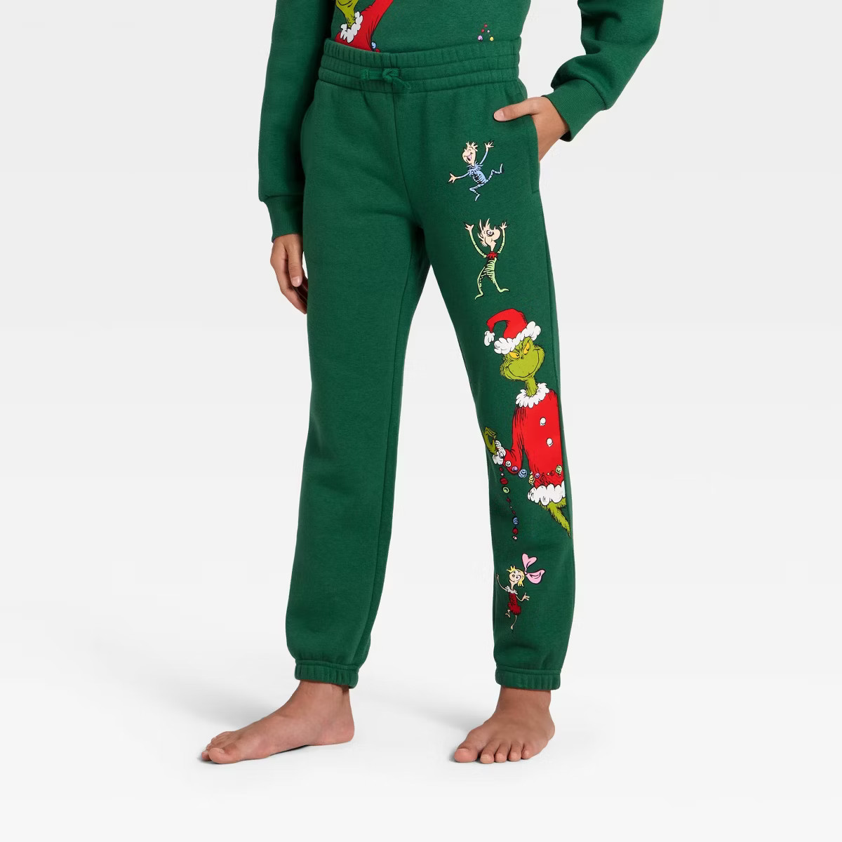 Kids' Dr. Seuss The Grinch Evergreen Fleece Sweatpants - Dark Green | Target