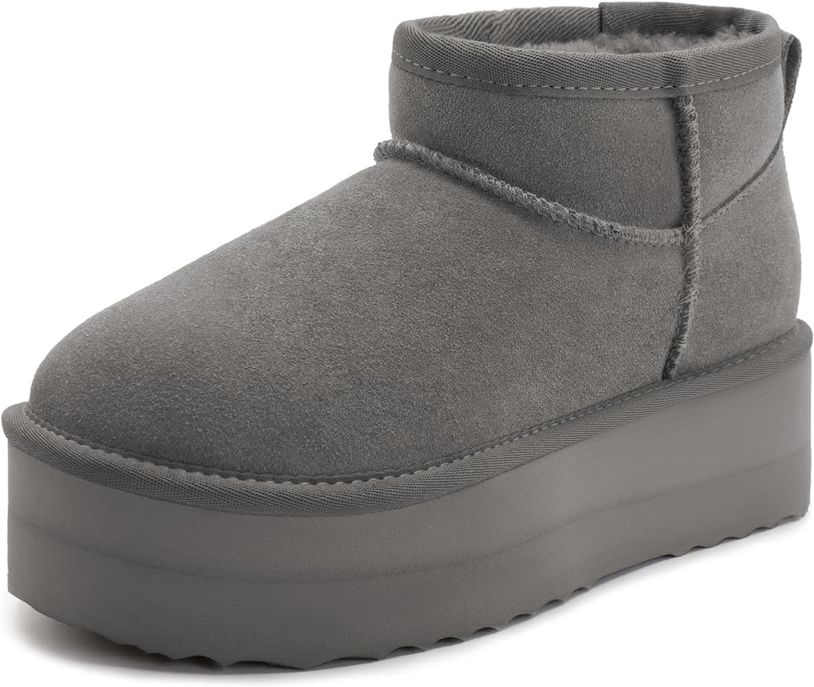 Xiakolaka Women's Classic Platform Mini Boots Winter Suede Anti-Slip Ankle Snow Boots | Amazon (US)