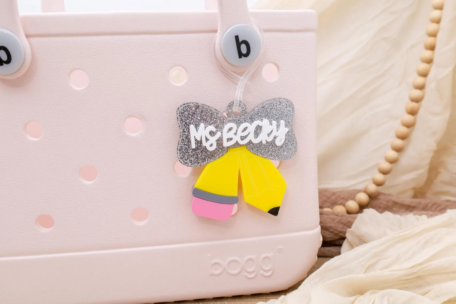 Personalized Coquette Bow Teacher Bogg Bag Tag, Custom Bogg Bag Tag, Cute Teacher Gift for Back t... | Etsy (Global)