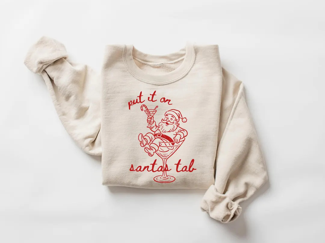 Put It on Santas Tab Sweatshirt, Retro Christmas T-shirt, Funny Holiday Crewneck - Etsy | Etsy (US)