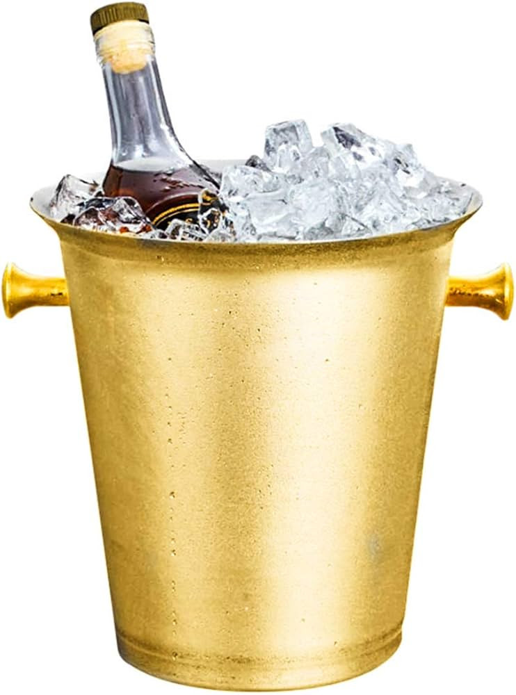 Champagne Bucket with Carry Handles Gold Plated Stainless Steel Ice Bucket for Parties | Amazon (US)