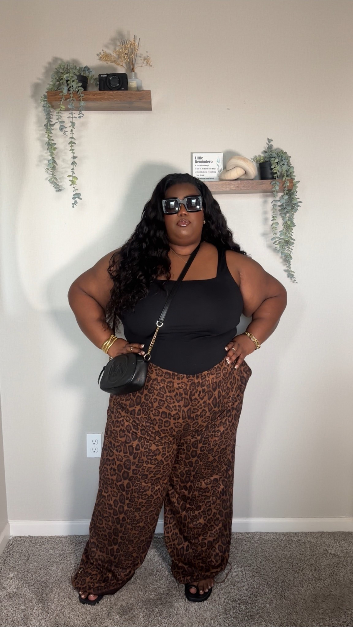 Fall outfit inspo🤏🏾🍂🤎 pants are from Fashion Nova 🔍 Exotic Taste Leopard Jogger Pant - Leopard 
Bag is old from Michael Kors

#LTKPlusSize