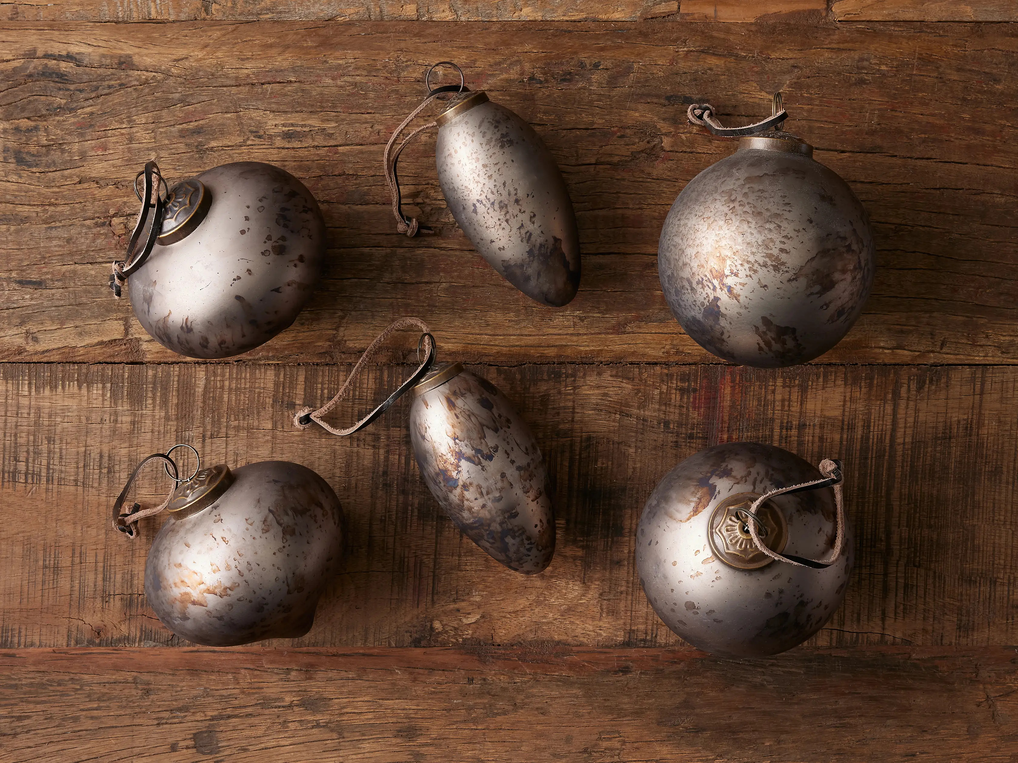 Rustic Grey Ornaments (Set of 6) | Arhaus