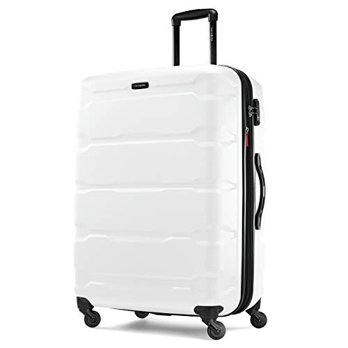 Samsonite Omni PC Hardside Expandable Luggage with Spinner Wheels, Checked-Large 28-Inch, White | Amazon (US)