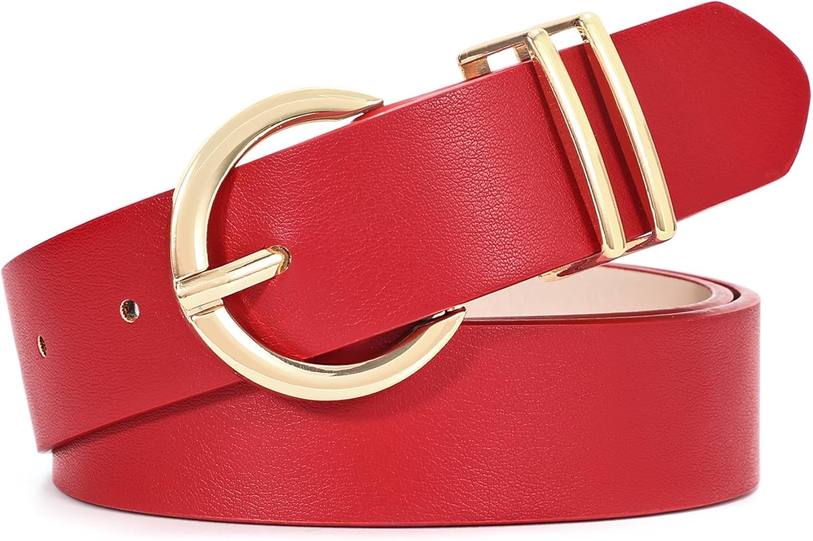 WHIPPY Women Leather Belt Fashion Designer belt Gold Buckle Ladies Belt for Jeans Pants Dresses | Amazon (US)