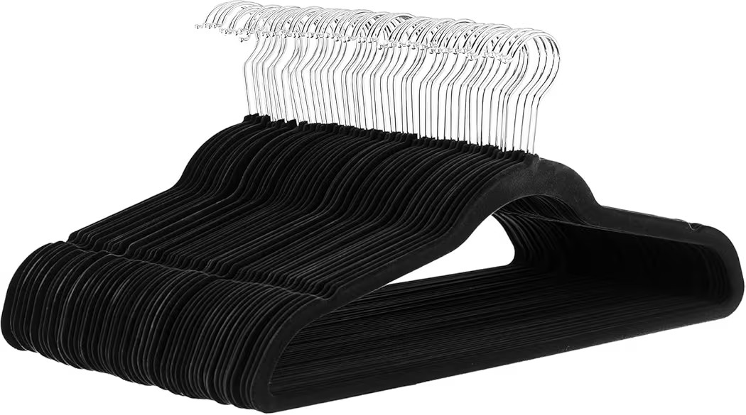 Amazon Basics Slim Velvet, Non-Slip Suit Clothes Hangers, Pack of 30, Black | Amazon (US)