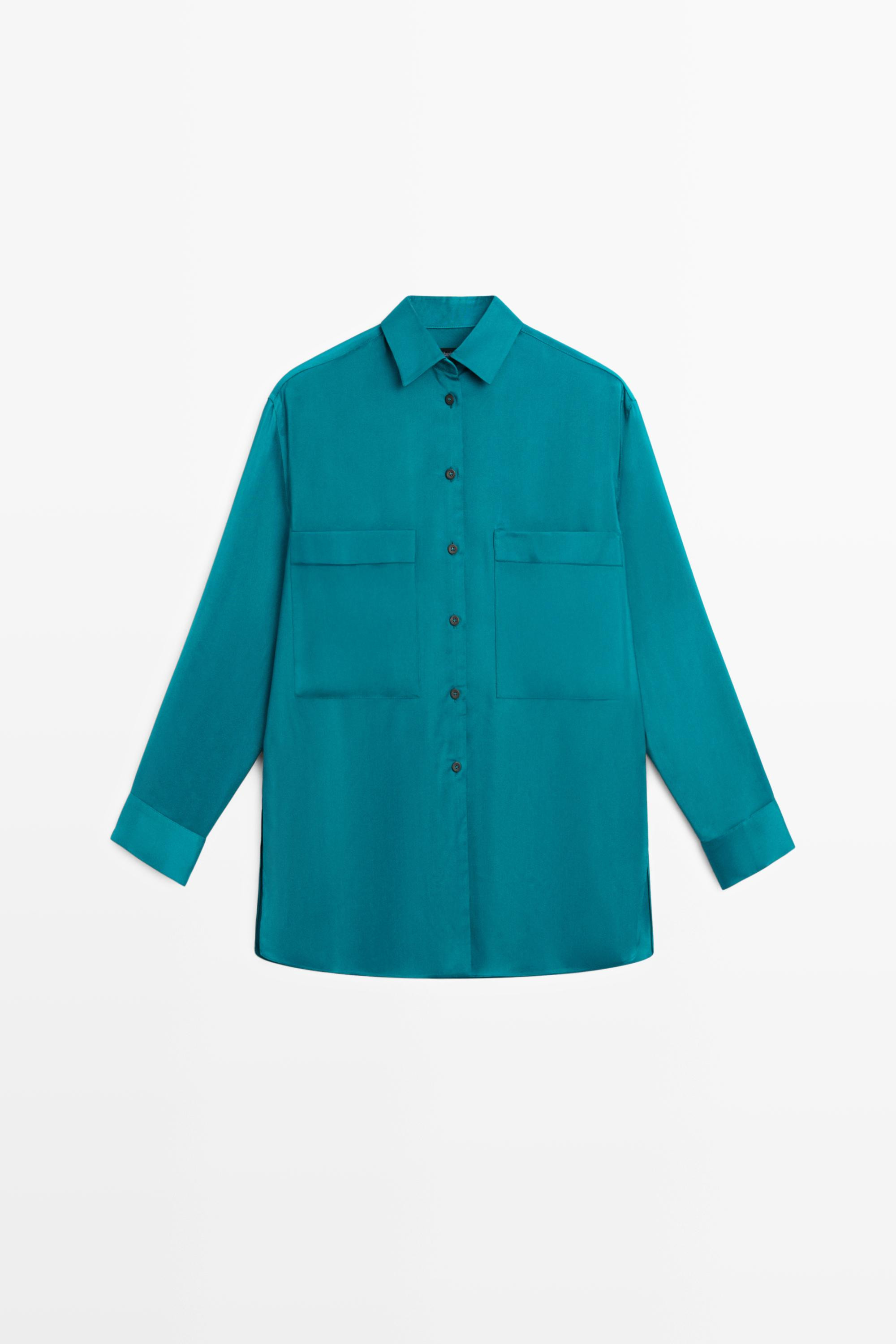 Flowing satin shirt with pockets | Massimo Dutti US