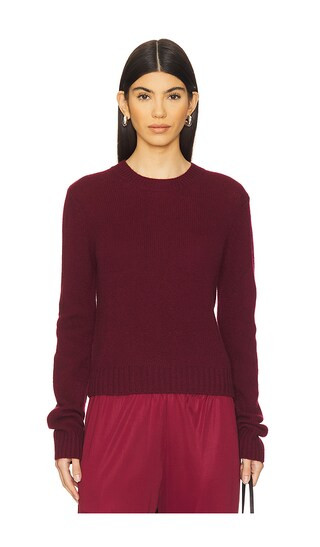 Cashmere Easy Long Sleeve Crew in Burgundy | Revolve Clothing (Global)