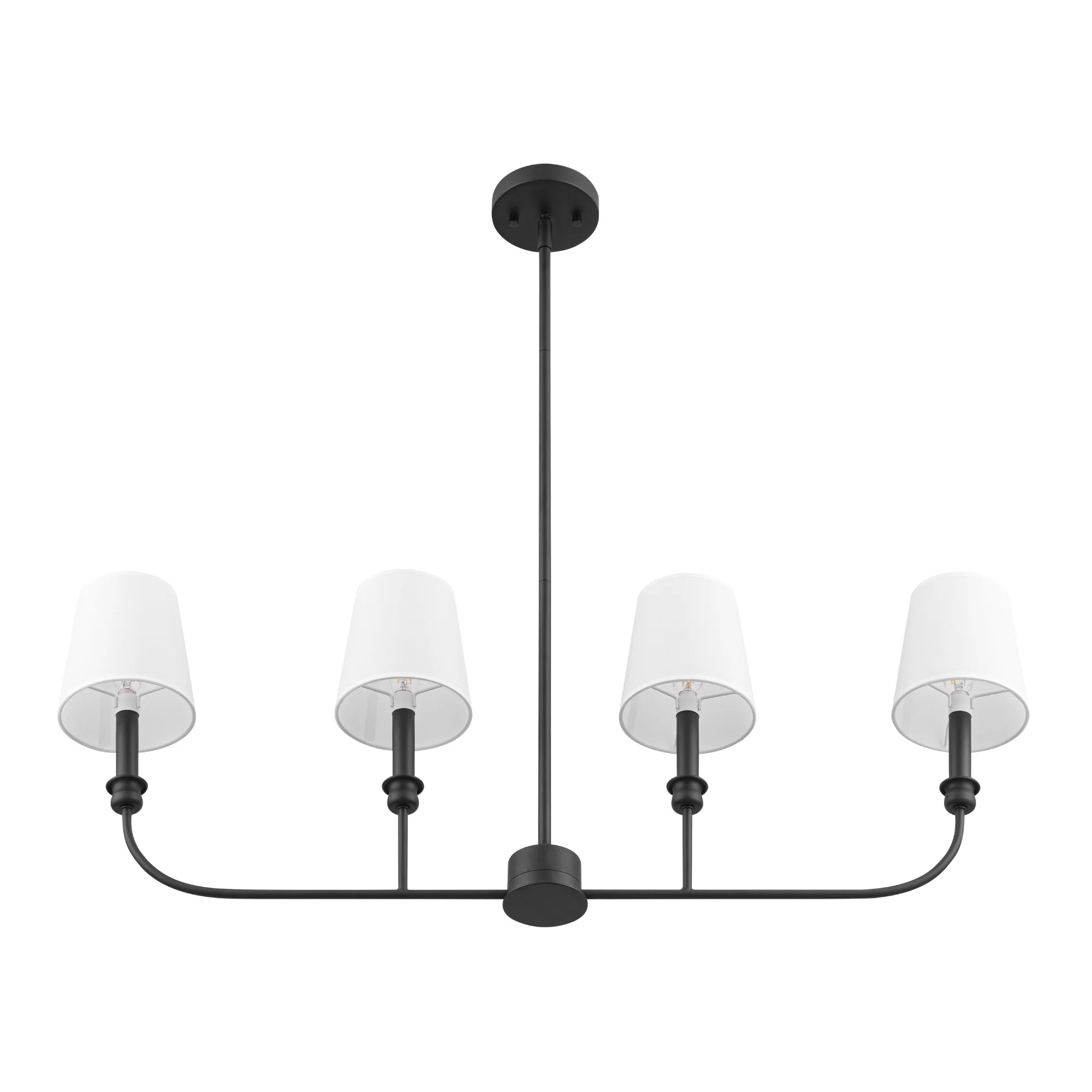 Prominence Home Billet Matte Black 4-Light Linear Chandelier with Fabric Shades | Walmart (US)