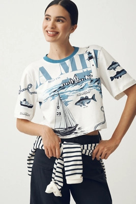 The Corey Short-Sleeve Boxy Tee by Maeve: Printed Souvenir Edition | Anthropologie (US)