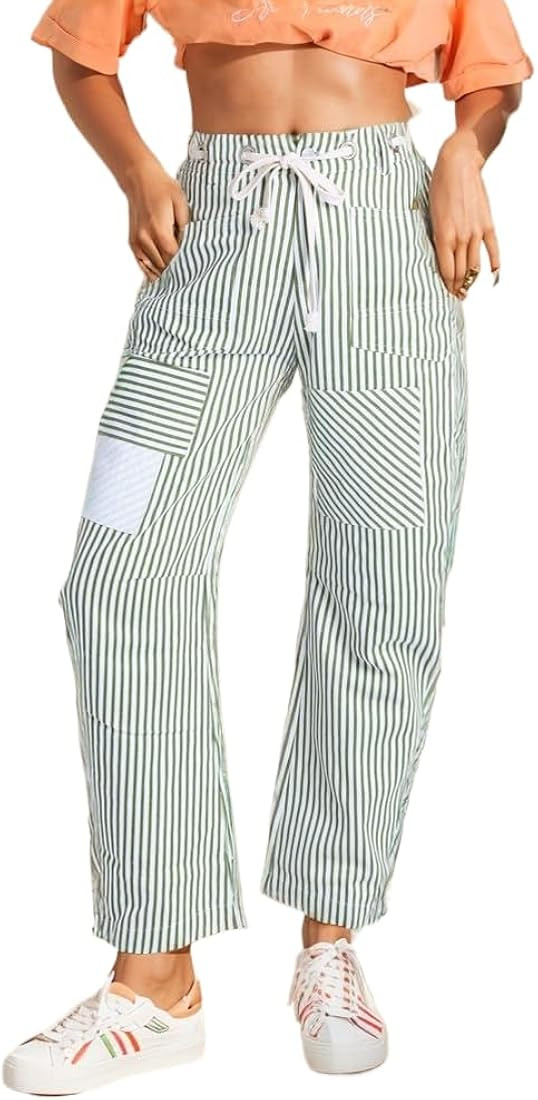 Kedera Jeans for Women Patchwork Striped Low-Slung Loose Wide Leg Cargo Baggy Pants Y2k Vintage B... | Amazon (US)