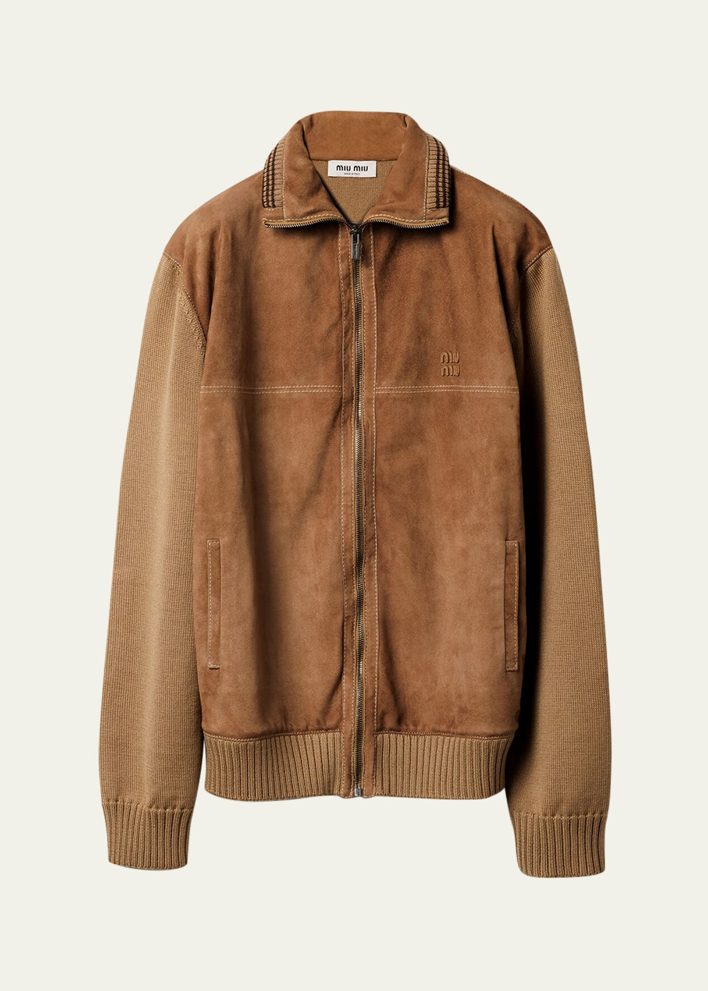 Miu Miu Suede & Wool Knit Jacket | Bergdorf Goodman