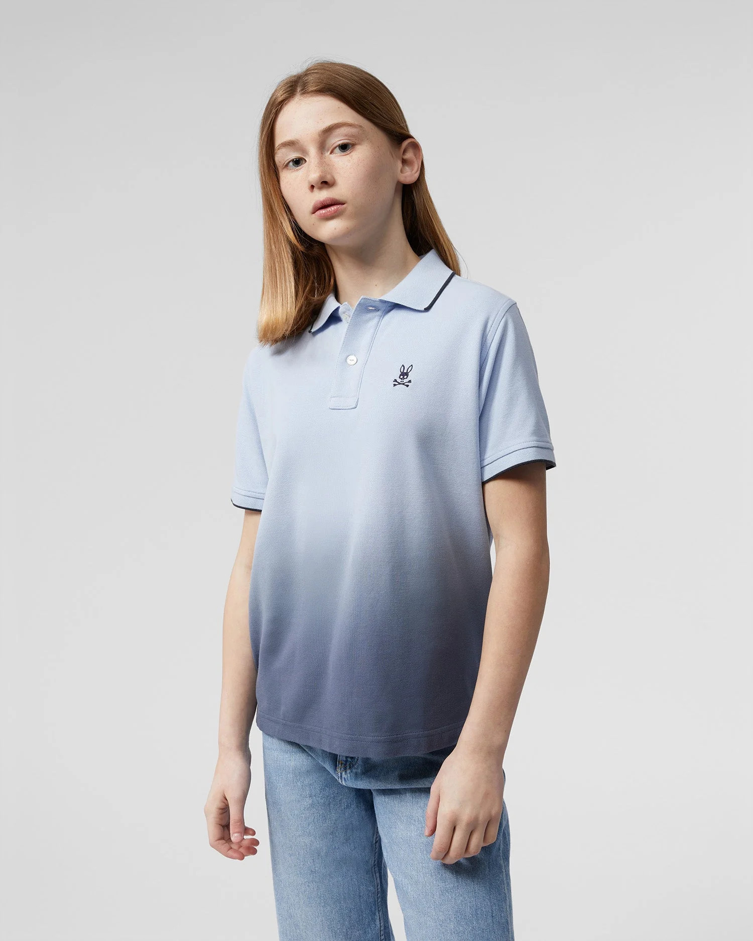 KIDS GHENT OMBRE SKY BLUE POLO - B0K612T1PC | PSYCHO BUNNY | Psycho Bunny