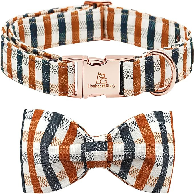 Lionheart glory Plaid Dog Collars Bowtie Dog Collar Heavy Duty Adjustable Fall Dog Collar for Med... | Amazon (US)