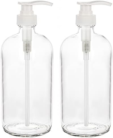 32-Ounce Large Clear Glass Boston Round Bottles w/Pumps. Great for Lotions, Soaps, Oils, Sauces -... | Amazon (US)