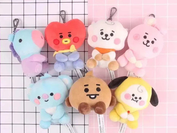 BTS BT21 Character Plush Keychains | Etsy (US)