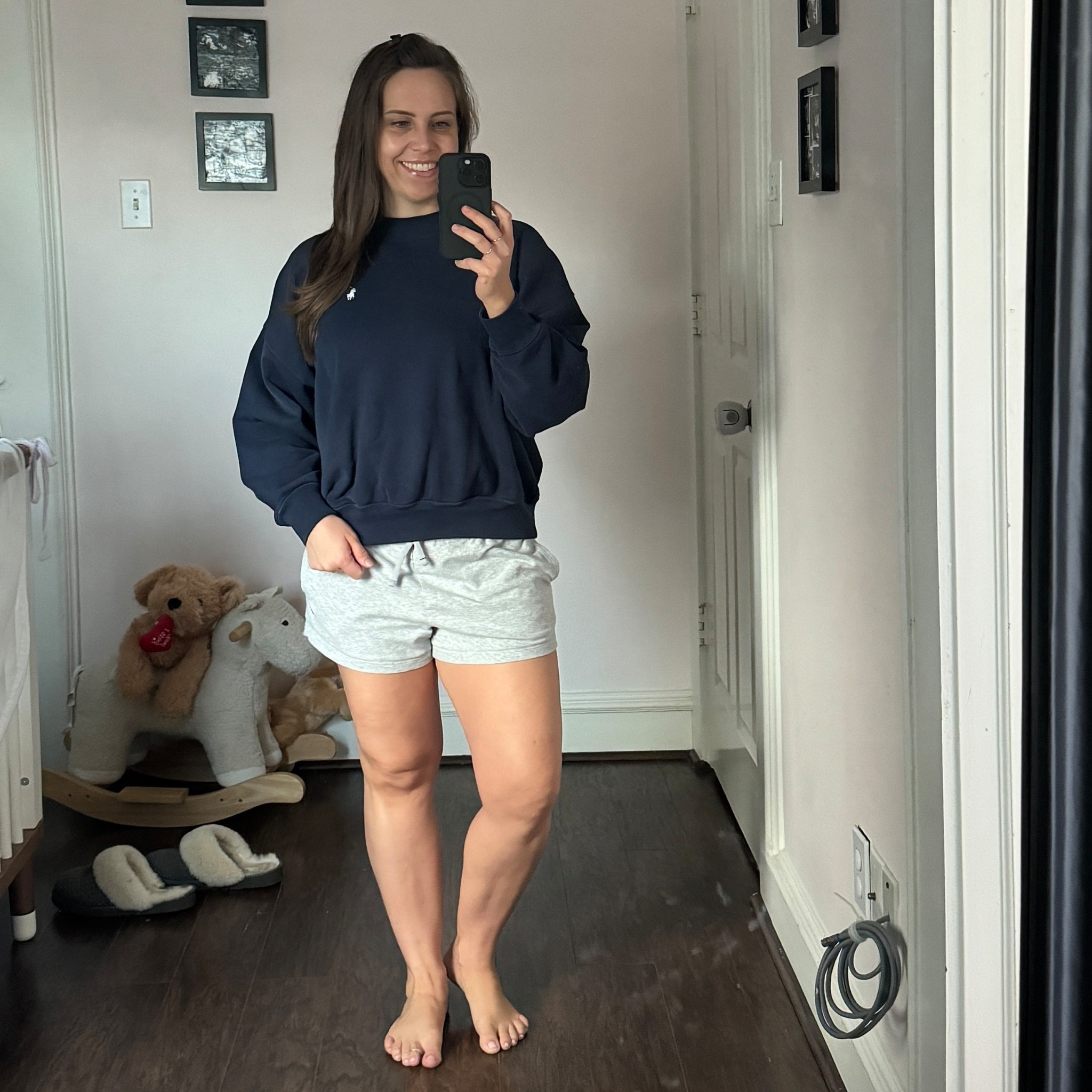 Obsessed with this sweatshirt. So comfy and such a great loungewear staple. Wearing a size small in sweatshirt and small in bottoms  

#LTKPetite #LTKBump #LTKootd