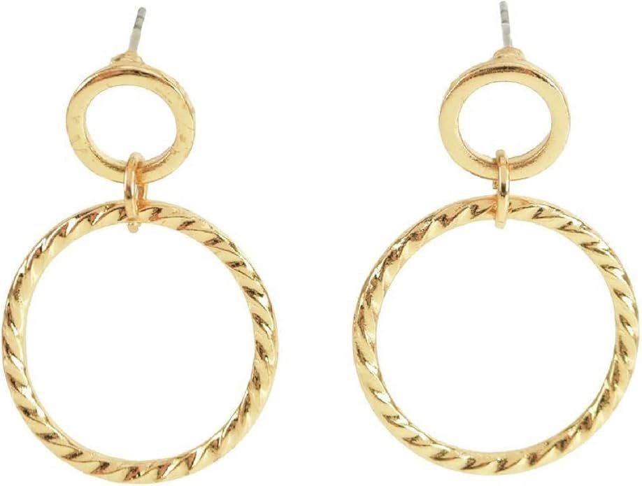 – 14k Gold Plated Hoop Earrings - Braided Rope Circle Drop Hoops - Lightweight Fashion Earrings... | Amazon (US)