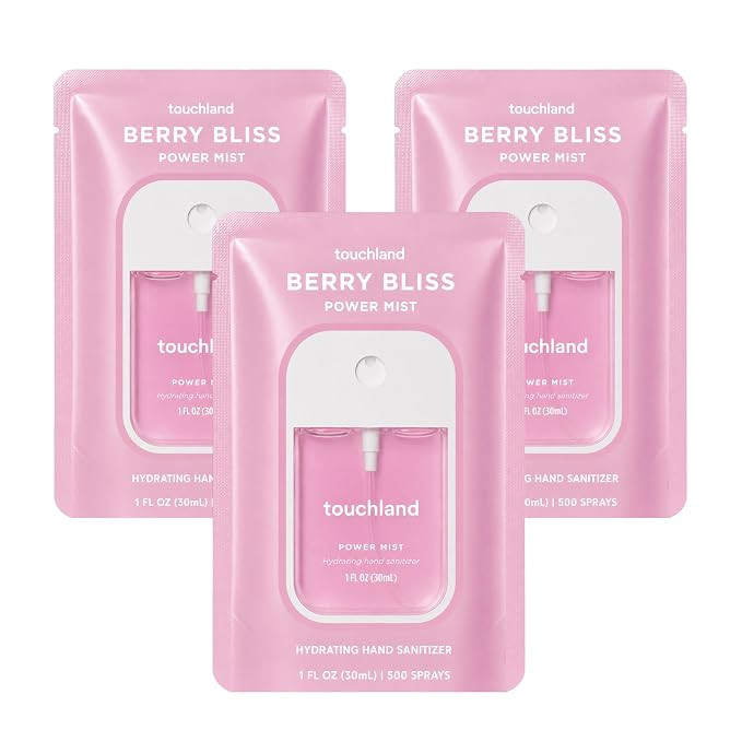 Touchland Berry Bliss Hydrating Hand Sanitizer Spray, 3 Pack Travel Size | TSA ready Power Mist w... | Amazon (US)