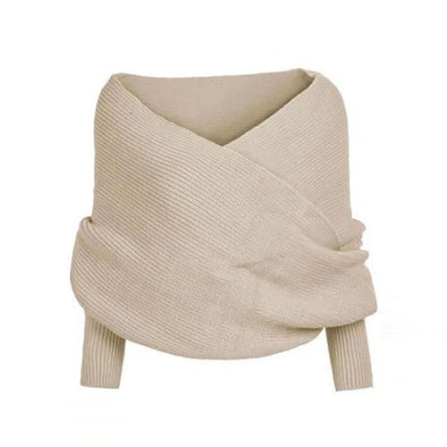 AOMEXAGA Womens Scarf with Sleeves Knit Wrap Sweater Cozy Crochet Cropped Shawl 2026 Fall Winter Fashion Scarves Shrug Top (Beige,94.4in/240cm) | Amazon (US)