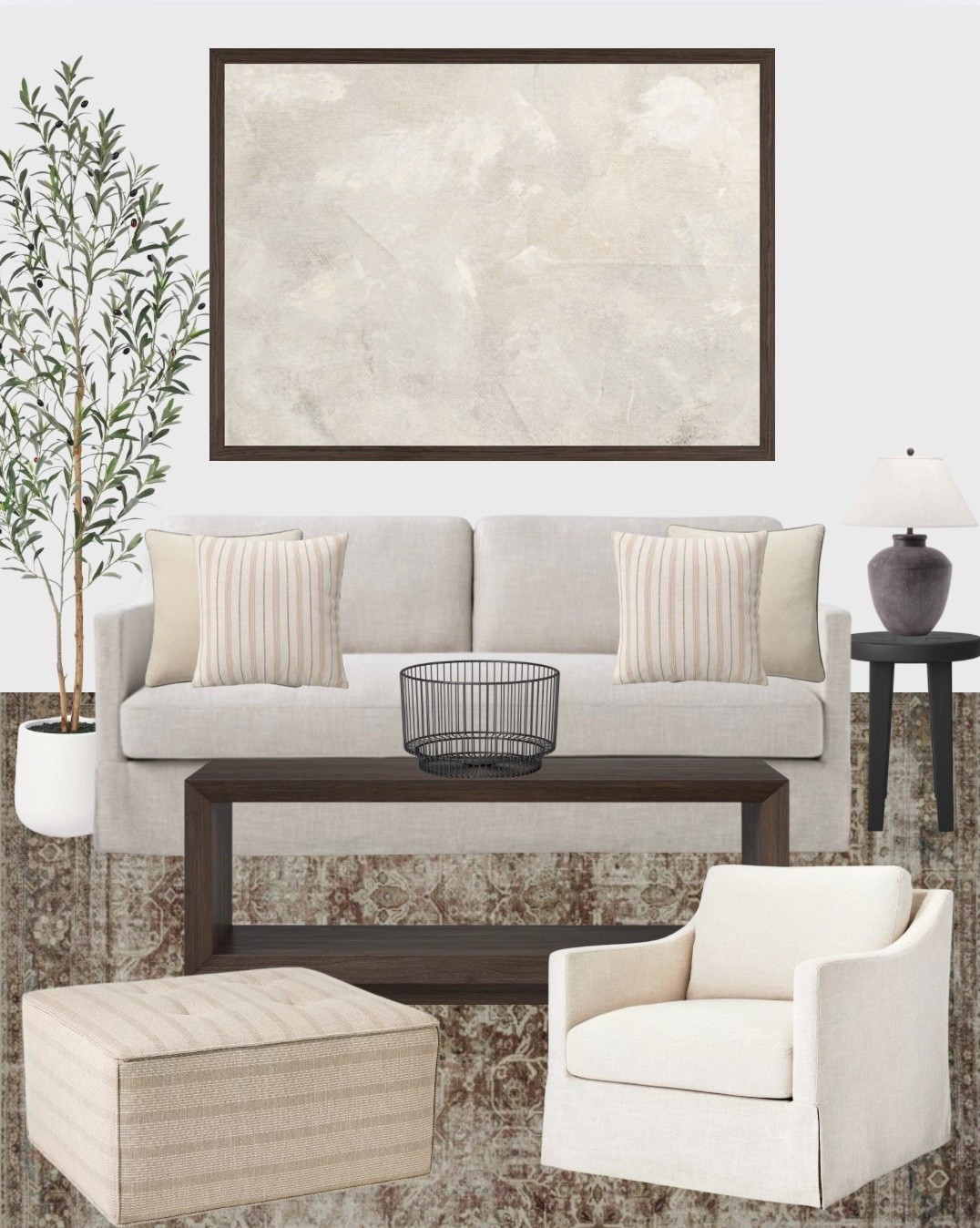 Neutral tones, cozy textures, and timeless style 🪴✨ This living room design is all about creating a warm and inviting space that feels effortlessly chic. From soft beige accents to layered natural elements, this look is perfect for anyone who loves a calm, minimal aesthetic. Scroll below to shop this neutral living room design and bring this vibe to your home! 🤍 #NeutralHome #LivingRoomInspo #LTKhome #MinimalistDecor #NeutralDecor

Neutral living room design
Living room 
Neutral home decor
Minimalist living room
Cozy neutral living space
Calm and cozy home
Neutral interior styling
Neutral color palette
Living room decor ideas
Neutral tone furniture
Earthy living room decor
Soft and warm interiors
Neutral aesthetic living room
Shop neutral home decor
Beige sofa 
Magnolia Home rug 
Beige accent chair 
Beige sofa chair 
Wooden coffee table 
Olive tree 
Throw pillows 
Studio McGee

#LTKStyleTip #LTKOver40 #LTKHome #LTKSaleAlert

#LTKFindsUnder50 #LTKHome #LTKStyleTip