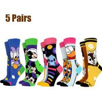 5 Pairs Women Socks New Cartoon Anime Mickey Stitch Donald Duck Inventive Long Socks AB Style Socks Funny Cute Socks Size 36-42 | AliExpress (US)