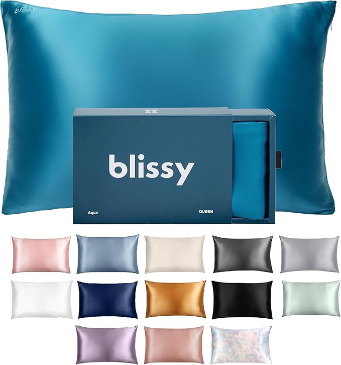 Blissy Silk Pillowcase - 100% Pure Mulberry Silk - 22 Momme 6A High-Grade Fibers - Silk Pillow Co... | Amazon (US)
