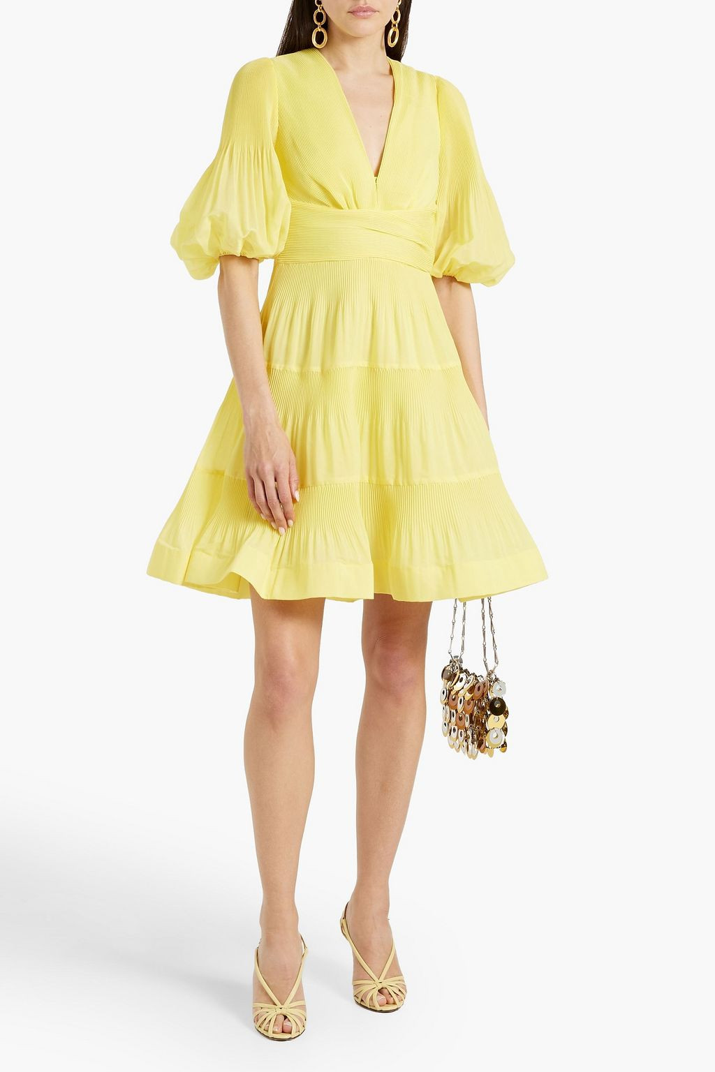 Tiered plissé-organza mini dress | The Outnet (US and CA)