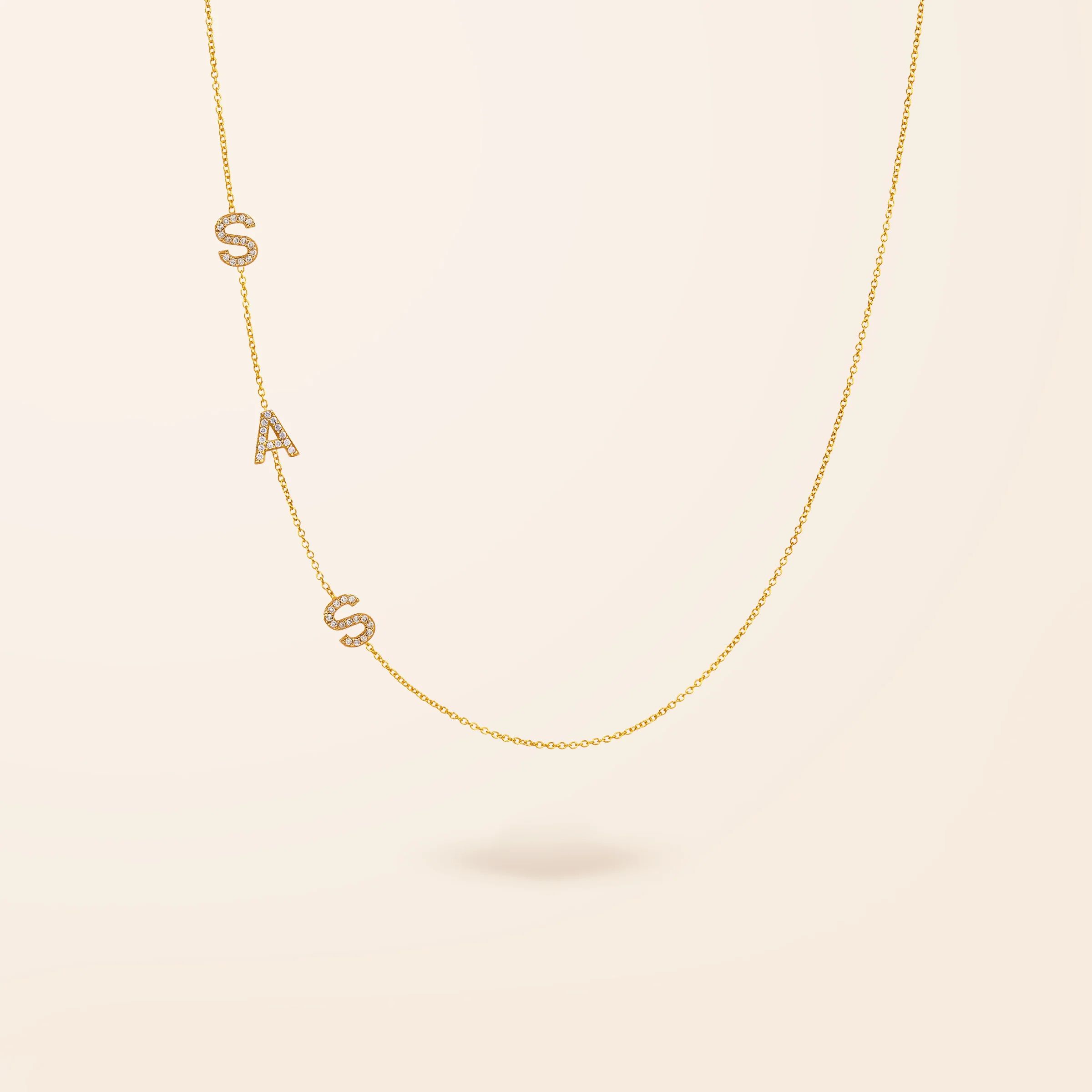 10K Gold Asymmetrical Diamond Initial Necklace | Van Der Hout Jewelry
