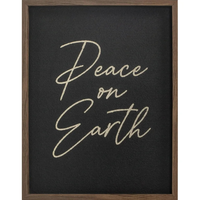 Peace on Earth Gold Foil Embellished Christmas Wall Art , 16 in x 20 in, by Holiday Time | Walmart (US)