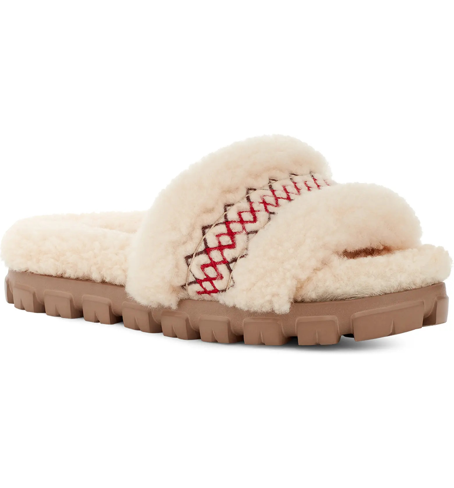 UGG® Cozetta Braid Genuine Shearling & Faux Shearling Slide Sandal (Women) | Nordstrom | Nordstrom