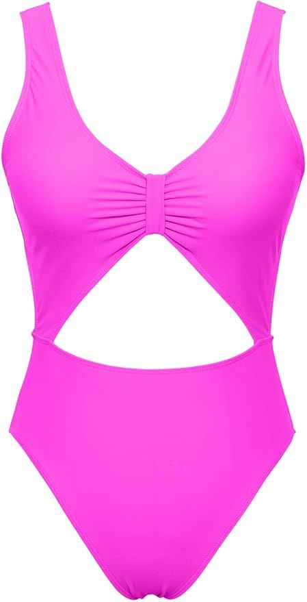 Mulisky Women’s High Waisted Swimsuit V Neck Cutout Backless Tummy Control Monokini One Piece B... | Amazon (US)