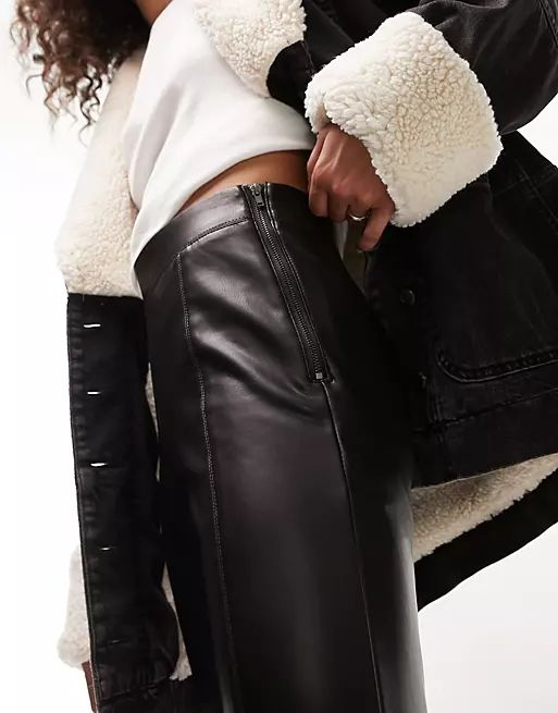 Topshop faux leather skinny fit pants in black | ASOS (Global)