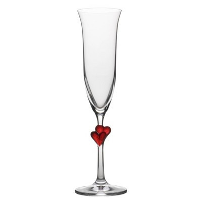 6.3oz 2pk Glass L'Amore Red Heart Flute Drinkware Set - Stolzle Lausitz | Target