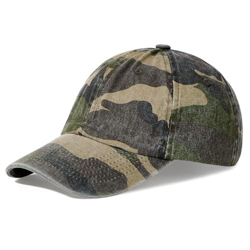Camo Baseball Caps for Women & Men, Cotton Unstructured Dad Hat, Classic Pre-Curved Plain Ponytail Hat for Hunting, Fishing, Tactical Training & Camping Camo A | Amazon (US)
