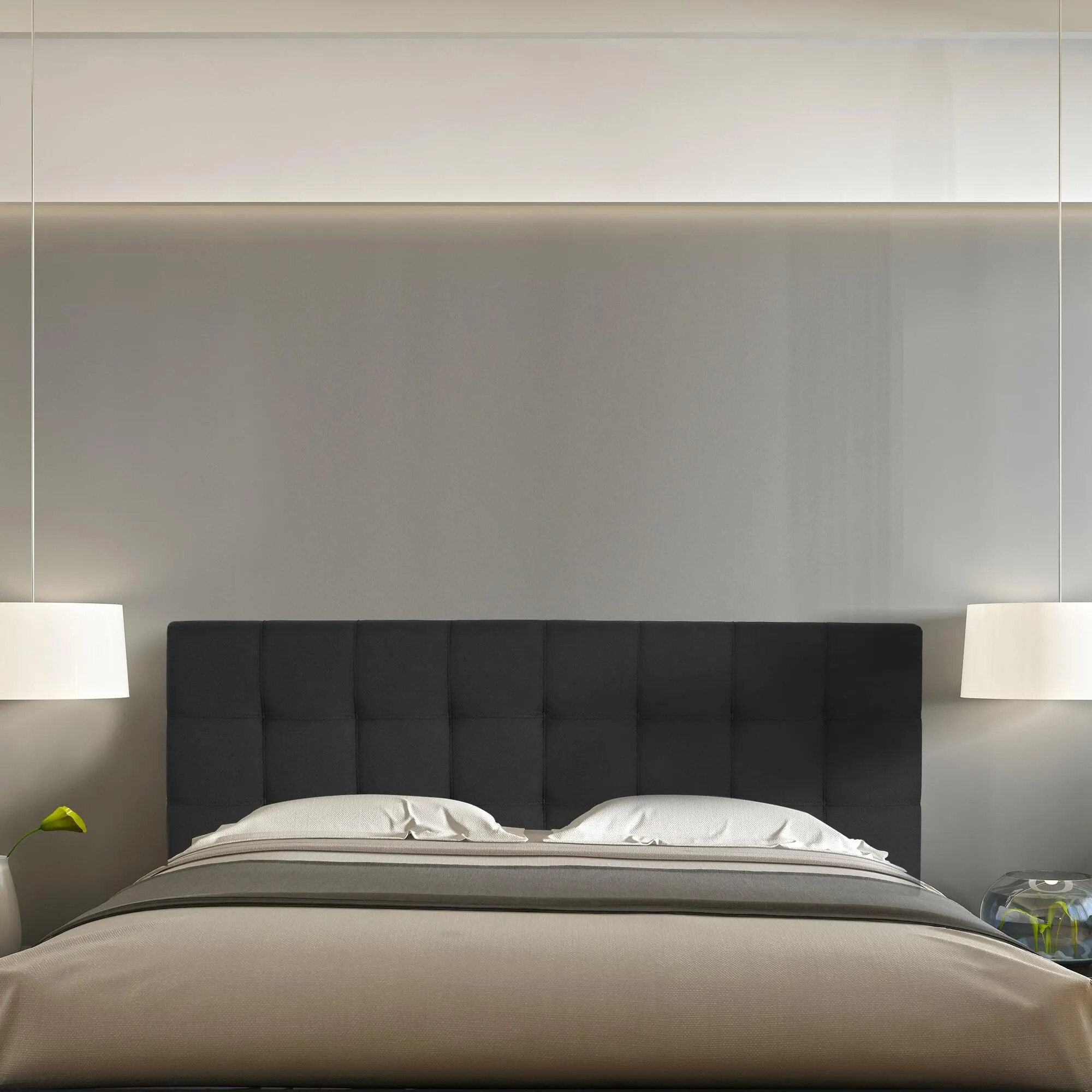 Tufted Queen Panel Headboard, Black | Ashley
