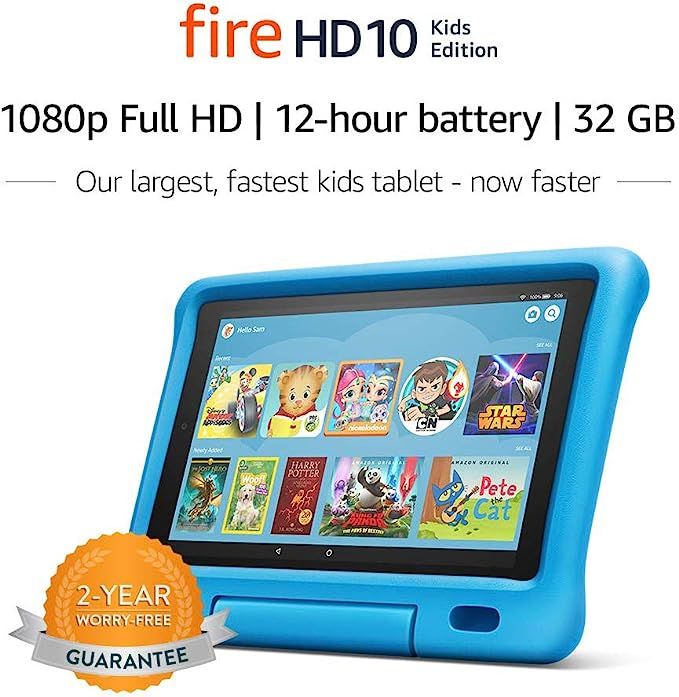 Fire HD 10 Kids Edition Tablet – 10.1” 1080p full HD display, 32 GB, Blue Kid-Proof Case | Amazon (US)