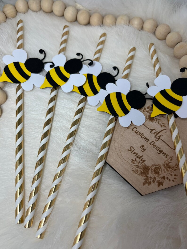 Bee Paper Straws/ Bee Party/ Bee Birthday Theme/ Bee Theme/ 12 Bumble Bee Paper Straw/ 1st Birthd... | Etsy (US)