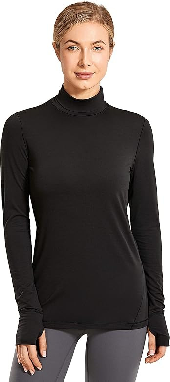 CRZ YOGA Women's Lightweight Long Sleeve Shirts Mock Turtleneck Pullover Lounge Workout Layer Top... | Amazon (US)