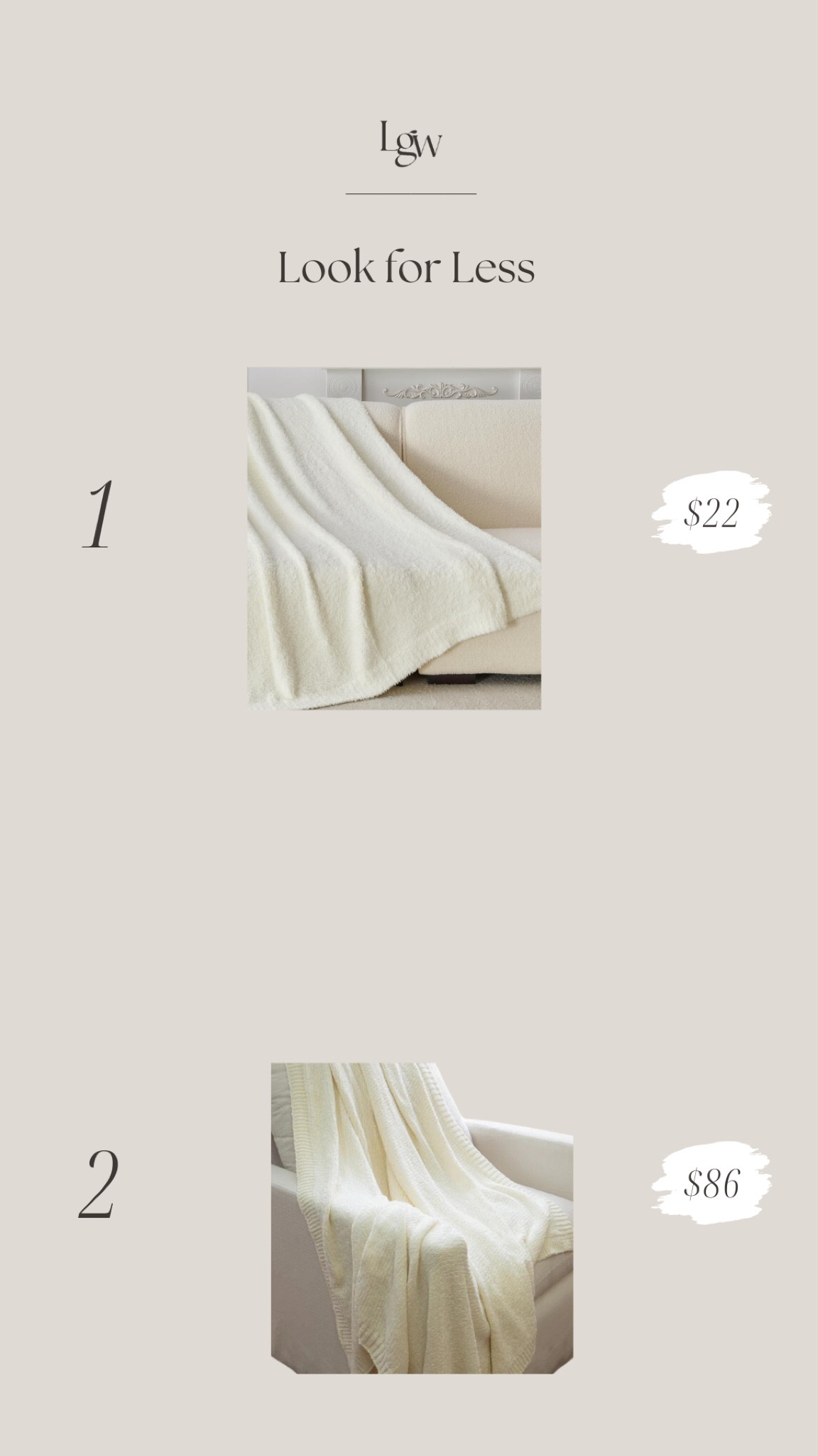 Look for Less $ — soft cream throw blanket

#LTKStyleTip #LTKHome #LTKFindsUnder50