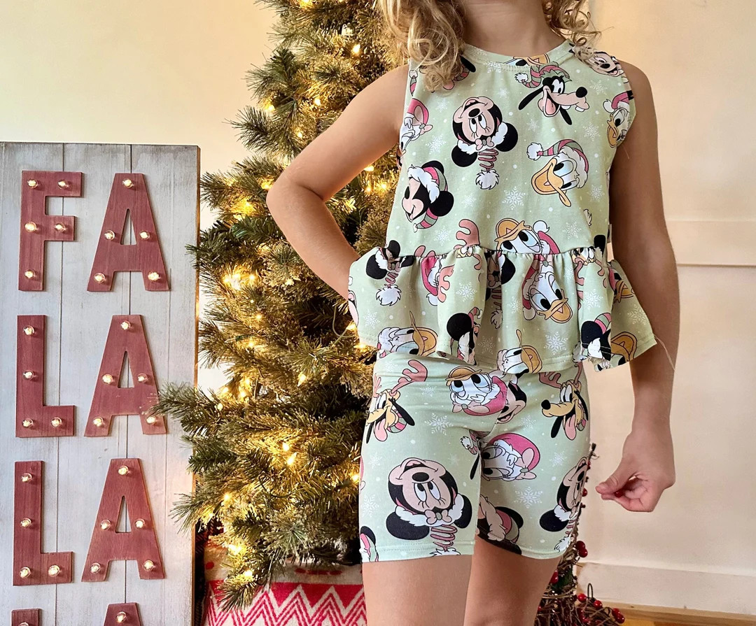 Girls Christmas Fab Five Tank Set, Christmas Mickey Outfit, Disney Vacation Set for Kids, Disney ... | Etsy (US)